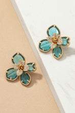 Load image into Gallery viewer, Gem Stone Flower Studs