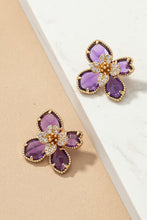 Load image into Gallery viewer, Gem Stone Flower Studs