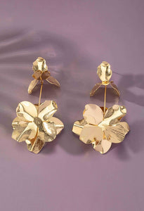 Metal Flower Drop Earrings