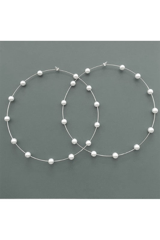 Large Pearl Hoops