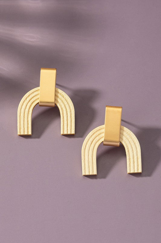 3 Layer Wood Arch Earrings