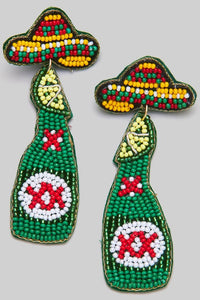 Beaded Sombrero & Drinks Earrings