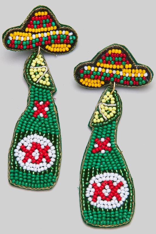 Beaded Sombrero & Drinks Earrings