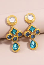 Load image into Gallery viewer, Vintage Blue Rhinestone Drop Earrings