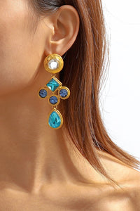 Vintage Blue Rhinestone Drop Earrings