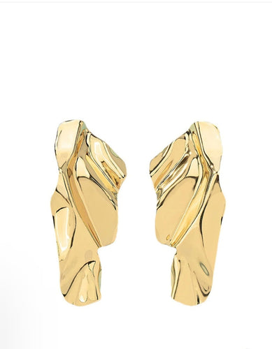 Gold Ruched Statement Earrings
