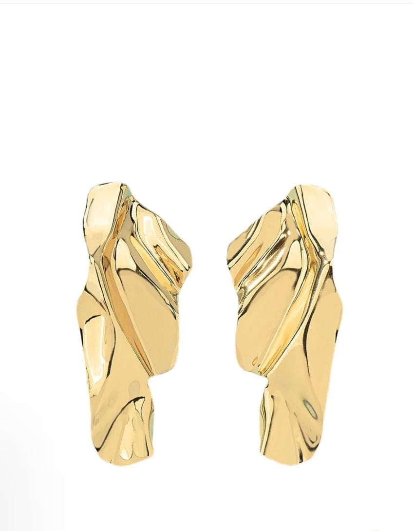 Gold Ruched Statement Earrings