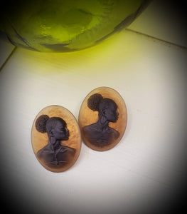 Afro Puff Cameo Studs
