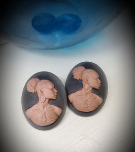 Afro Puff Cameo Studs