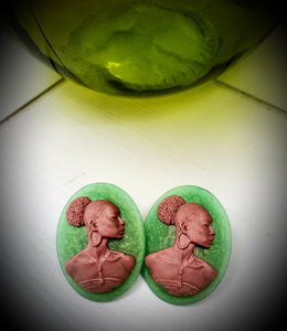 Afro Puff Cameo Studs