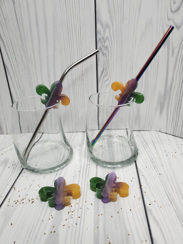 Flur de lis (Mardi Gras) Straw Toppers