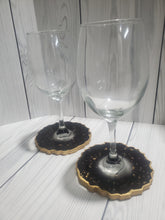 Load image into Gallery viewer, Drinking Glasses Coaster Combo- Black &amp; Gold