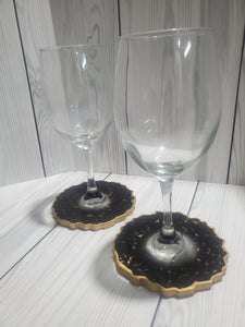 Drinking Glasses Coaster Combo- Black & Gold