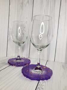 Drinking Glasses Coaster Combo- Purple
