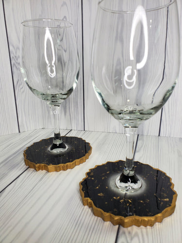 Drinking Glasses Coaster Combo- Black & Gold
