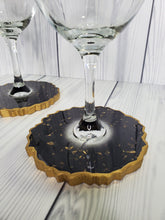 Load image into Gallery viewer, Drinking Glasses Coaster Combo- Black &amp; Gold