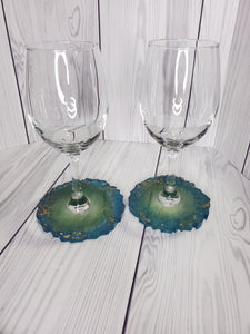Drinking Glasses Coaster Combo-Green Blue
