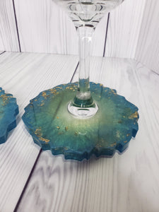 Drinking Glasses Coaster Combo-Green Blue