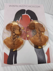 Afro Puff Cameo Studs