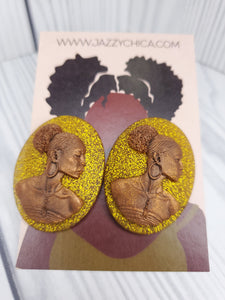 Afro Puff Cameo Studs