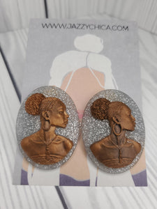 Afro Puff Cameo Studs