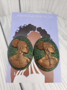 Afro Puff Cameo Studs