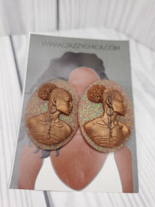 Afro Puff Cameo Studs
