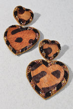 Load image into Gallery viewer, Suede Leopard Heart Earrings