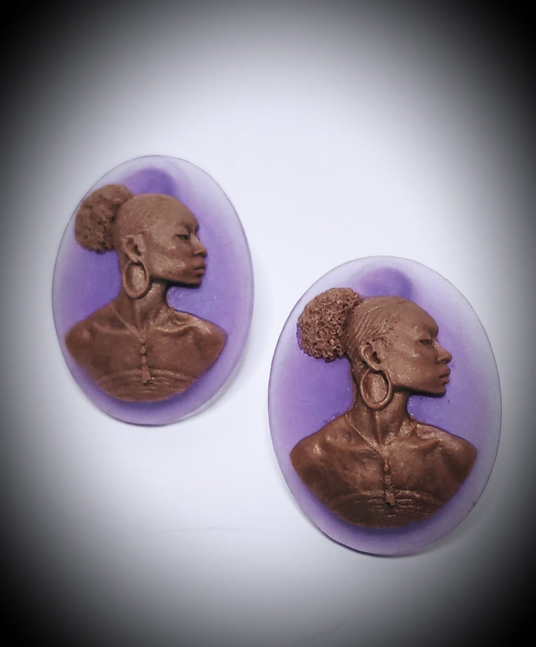 Afro Puff Cameo Studs