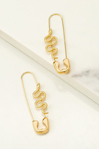 Safety Pin Snake Earrings