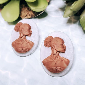 Afro Puff Cameo Studs