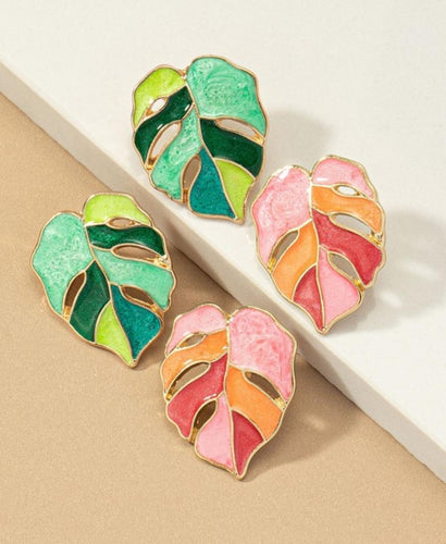 Monstera Leaf Studs
