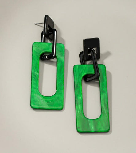 Green Linked Earrings