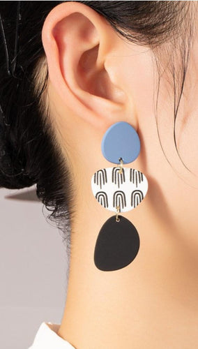 Acrylic Drop Earrings-Blue