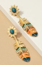 Load image into Gallery viewer, Feather Drop Earrings
