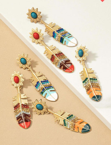 Feather Drop Earrings