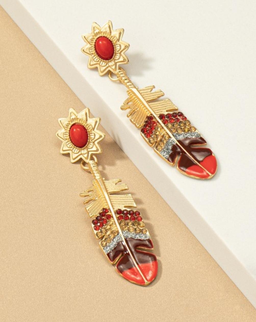 Feather Drop Earrings